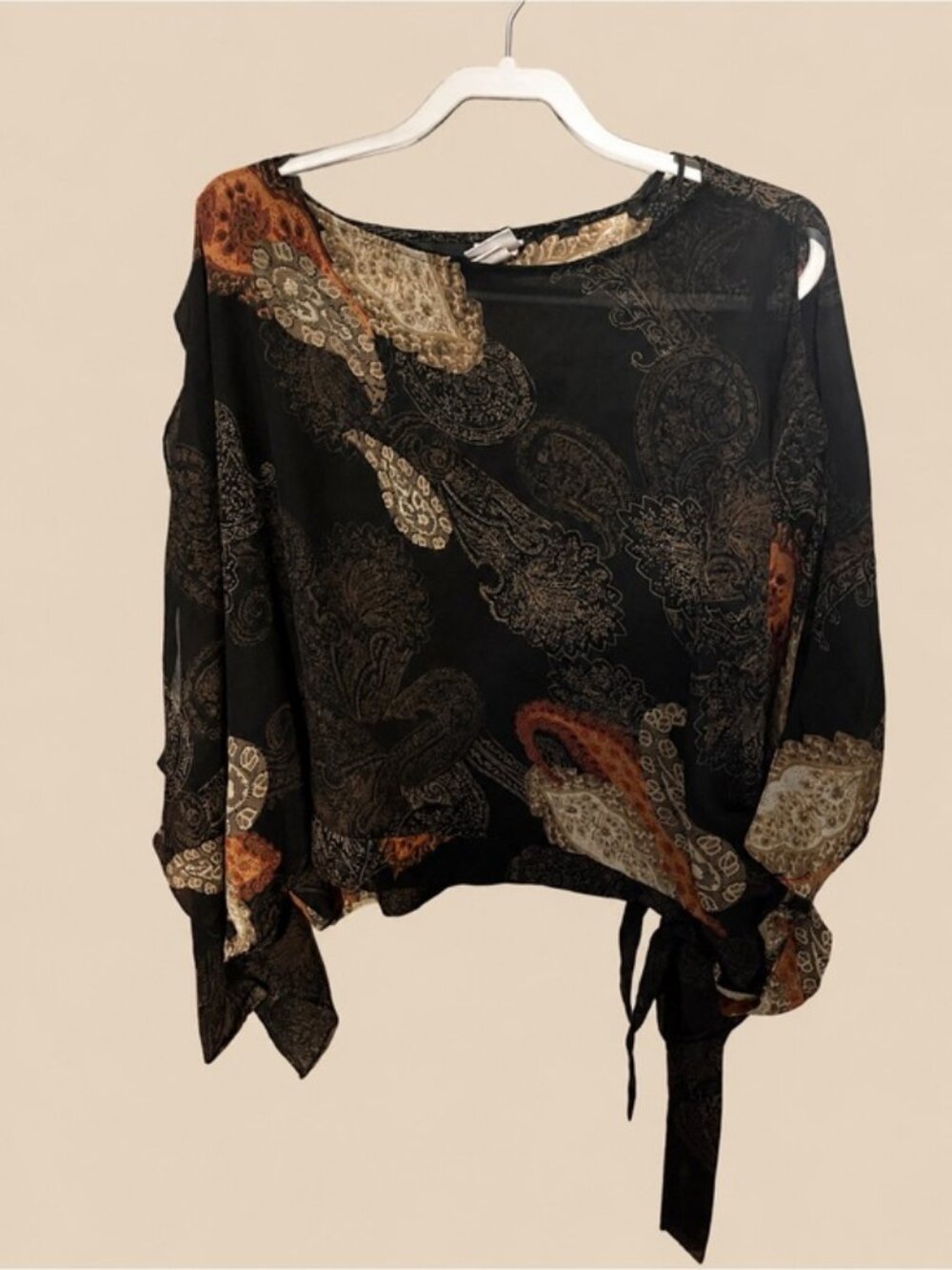 Studio C Plus Size 22/24 Sheer Paisley Blouse - Picture 2 of 6
